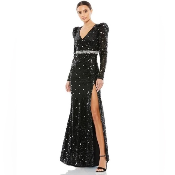 Mac Duggal 10736 NWT High Slit Sequin Dress - Picture 1 of 6